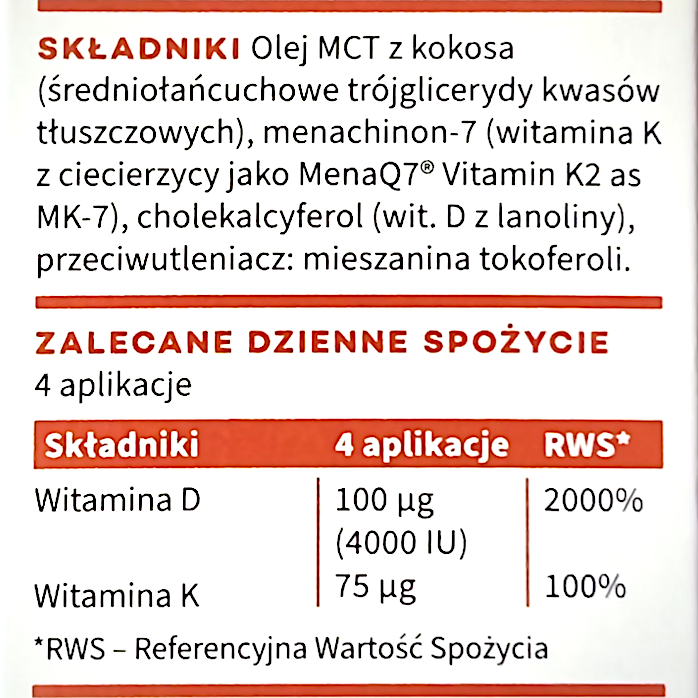 Witamina D3 4000 IU + K2, MCT, krople 50 ml - obrazek 3